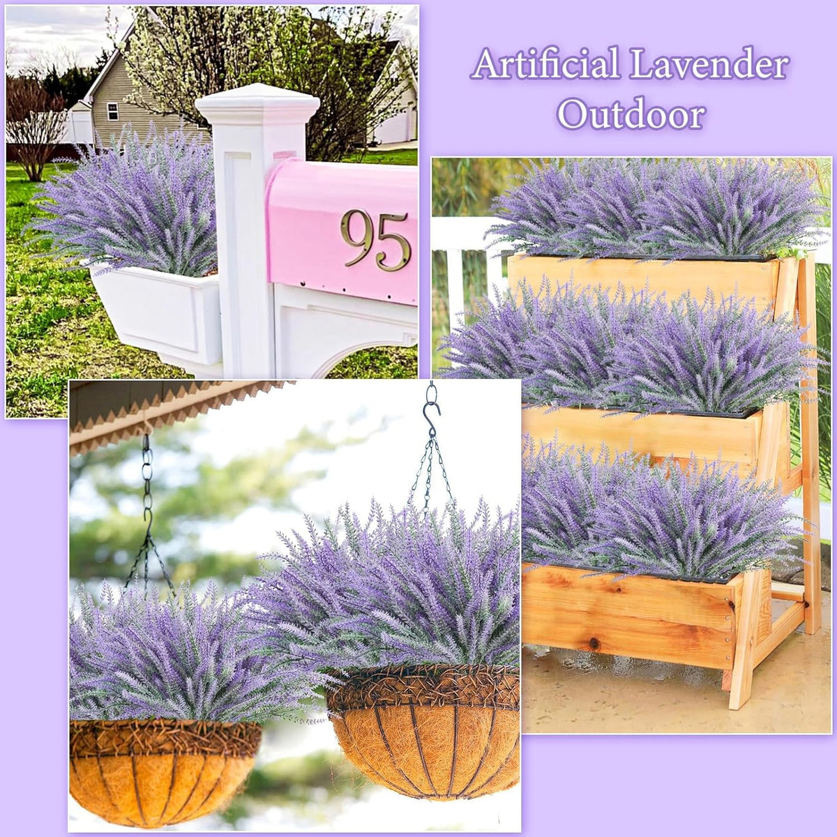 Stylish Bundles Artificial Lavender Resistant Outdoor Decor Selection