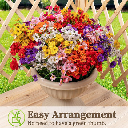 24 Bundles Artificial Flowers for Outdoors/Indoors, Fake Flowers Plants for Indoor and Outdoor Garden Porch Window Box Home Wedding Farmhouse (8 Color)