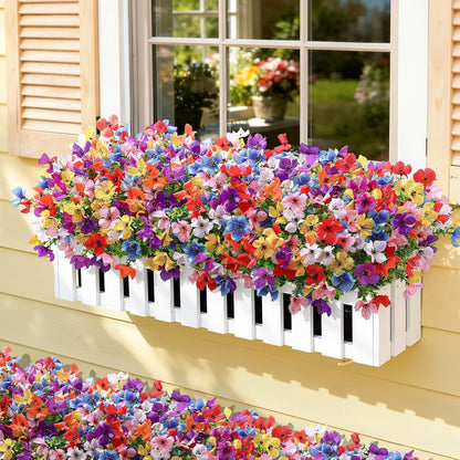 SHareconn 20 Bundles Artificial Flowers Outdoors Decoration, Fake Silk mums Eucalyptus Realistic UV Resistant Faux Plants for Outside Indoor Planter Porch Yard Home Spring Decor, Mix 8 Colors