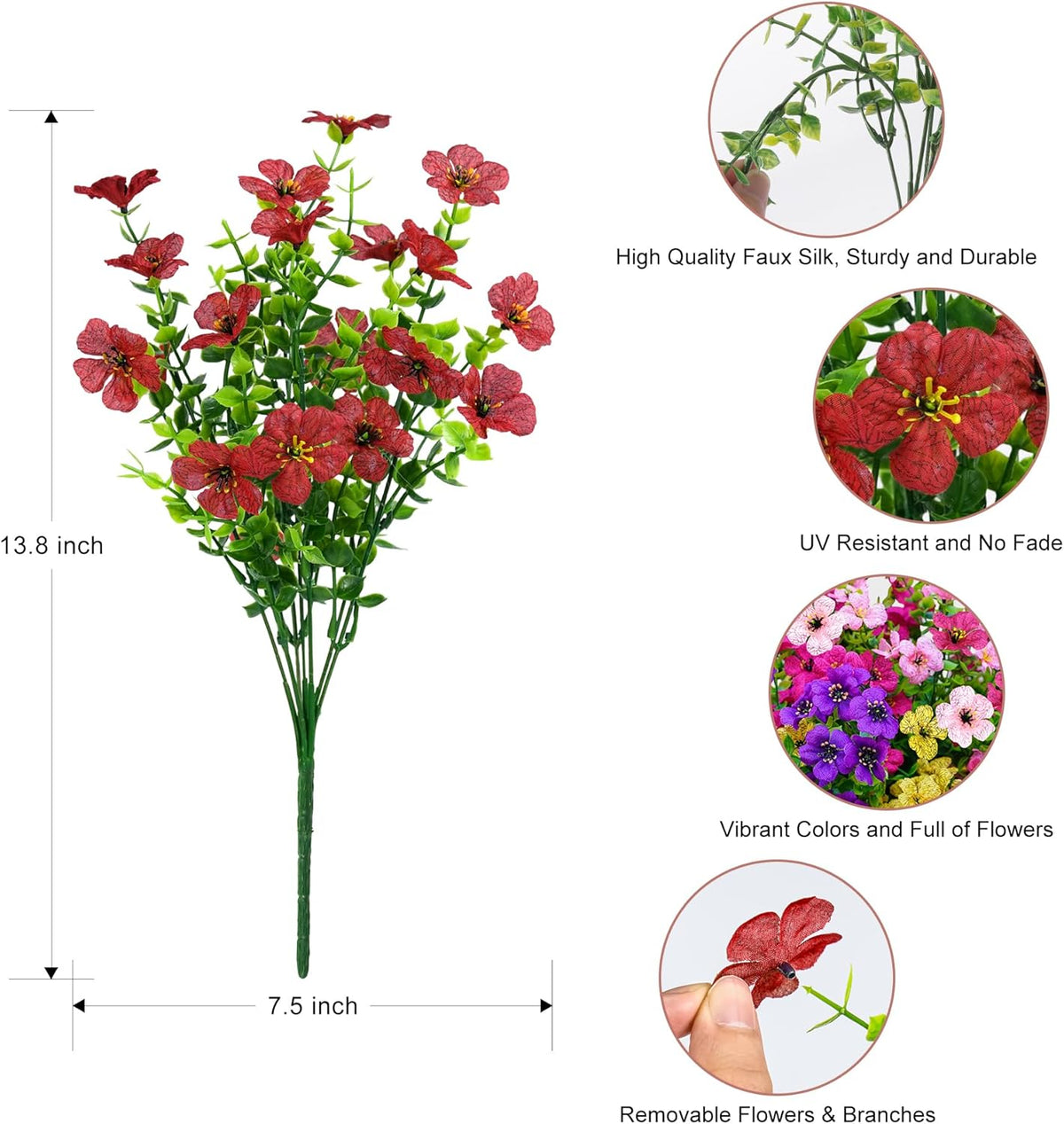 Artificial Faux Flowers Plants for Outdoors Outside Spring Summer Decoration, 12 Bundles Silk Daisy Realistic Fake Flowers Plant Greenery UV Resistant for Planters Porch Patio Garden Home (6 Multicolor)