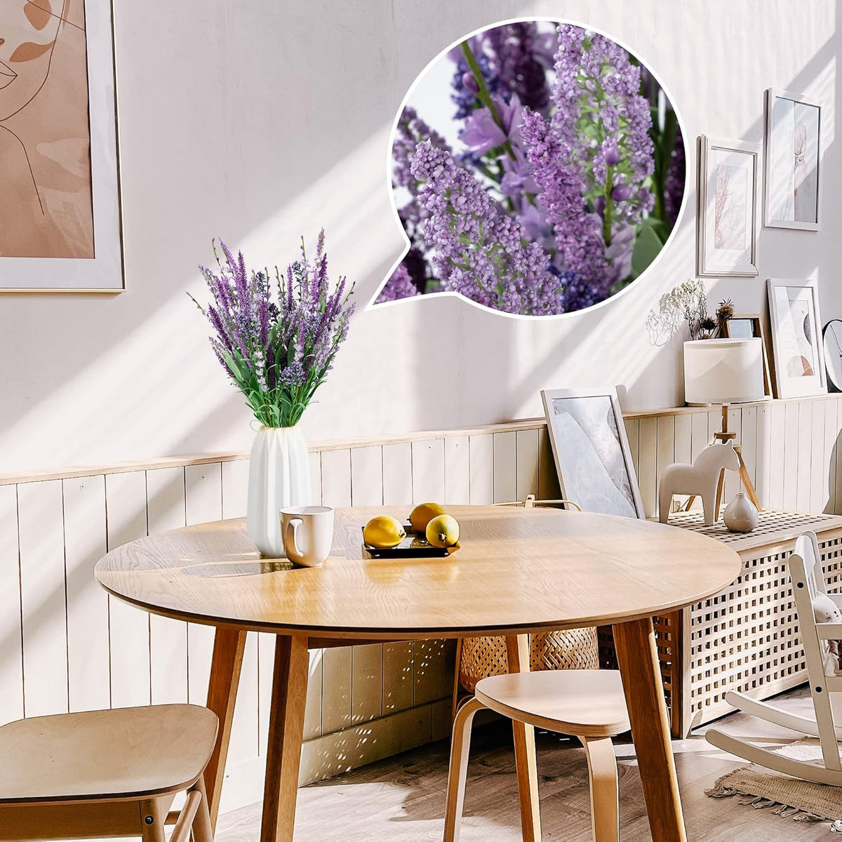 Artificial Bush Heather Lavender Flowers, Fake Foxtail Grass with Seeds, Faux Spring Botanical Greenery Plant Bouquets for Home and Wedding DIY Decorations