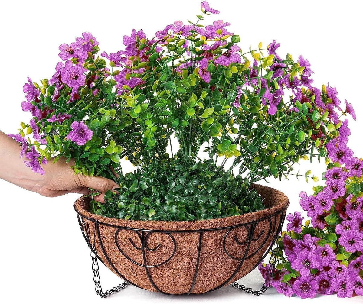 HyeFlora Artificial Fake Hanging Plants Flowers Basket for Outdoor Outside Porch Spring Decoration, Faux Silk Purple Daisy Realistic UV Resistant in Planter for Home Patio Balcony Garden Yard