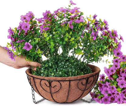 HyeFlora Artificial Fake Hanging Plants Flowers Basket for Outdoor Outside Porch Spring Decoration, Faux Silk Purple Daisy Realistic UV Resistant in Planter for Home Patio Balcony Garden Yard