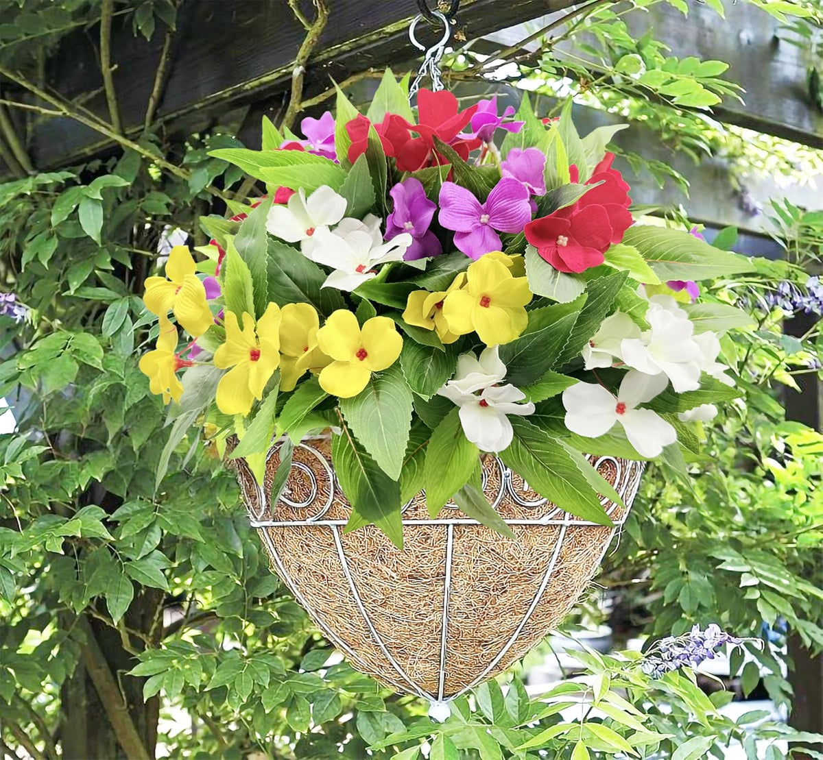 Seasonal Artificial Impatiens Bouquet Multicolor Home Decor Assortment