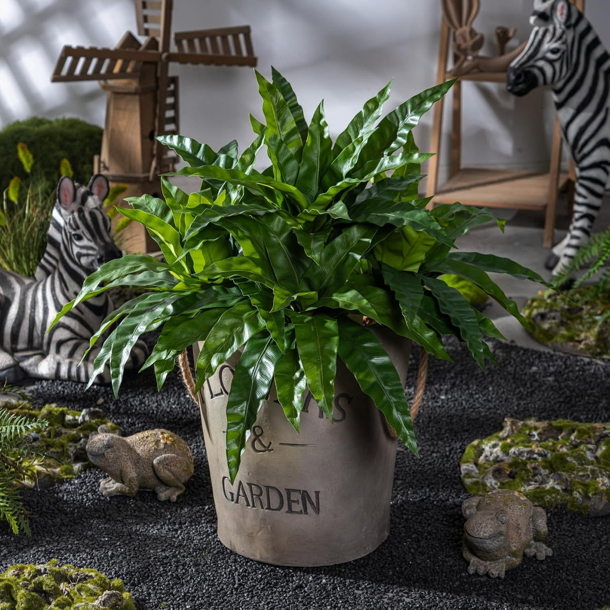 Premium Artificial Bird Nest Fern Home Decor Set