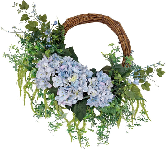 Modern Blue Hydrangea Half Wreath Home Decor Display