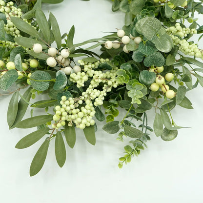 Green Eucalyptus Wreaths for Front Door Spring Summer Wreath with Eucalyptus Leaves, Olives Leaves, Mixed Berry for Indoor Outdoor Farmhouse Home Porch Wall Window Festival Wedding Decor