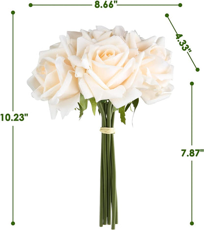 Eyamumo 7 Pcs Artificial Roses Flowers, Faux Silk Rose Artificial Flower, Real Touch Fake Flowers Decoration DIY for Wedding Party Home Office Decoration Dining Table Centerpiece