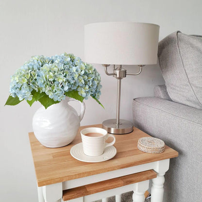 Light Blue Hydrangea Artificial Flowers, 5 Pcs 20" Real Touch Lifelike Silk Artificial Hydrangeas, Full Fake Flowers for Bouquet Table Centerpieces Spring Wedding Indoor Home