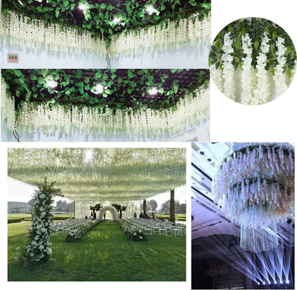 Botanical White Wisteria Vine Garlands Home Decor Arrangement
