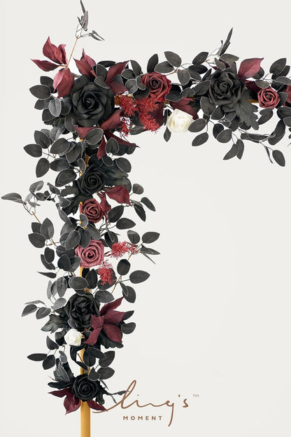 Seasonal Black Burgundy Rose Garland Home Decor Kit
