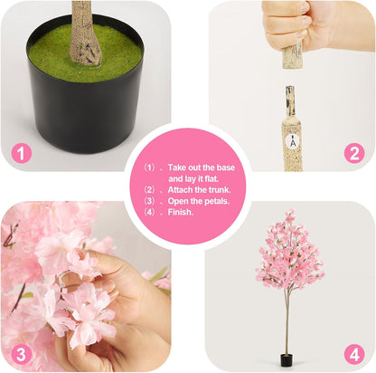 Stylish Artificial Cherry Blossom Pink Home Decor Kit