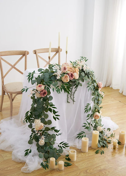 Refined Eight Foot Eucalyptus Peony Home Decor Statement
