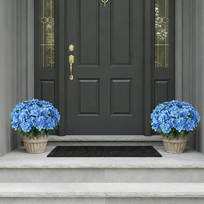 Artificial Hydrangea Flowers for Outdoor Decor, Realistic Faux Silk Bouquets Sun-Resistant Fake Plants for Front Door Balcony Farmhouse Garden Home Spring Summer Decor (Blue)