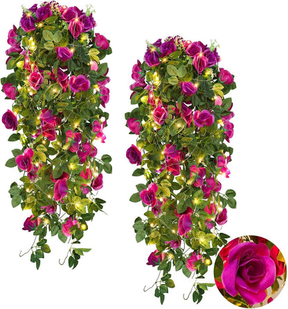 Deluxe Recutms Artificial Hanging Rose Outdoor Decor Set
