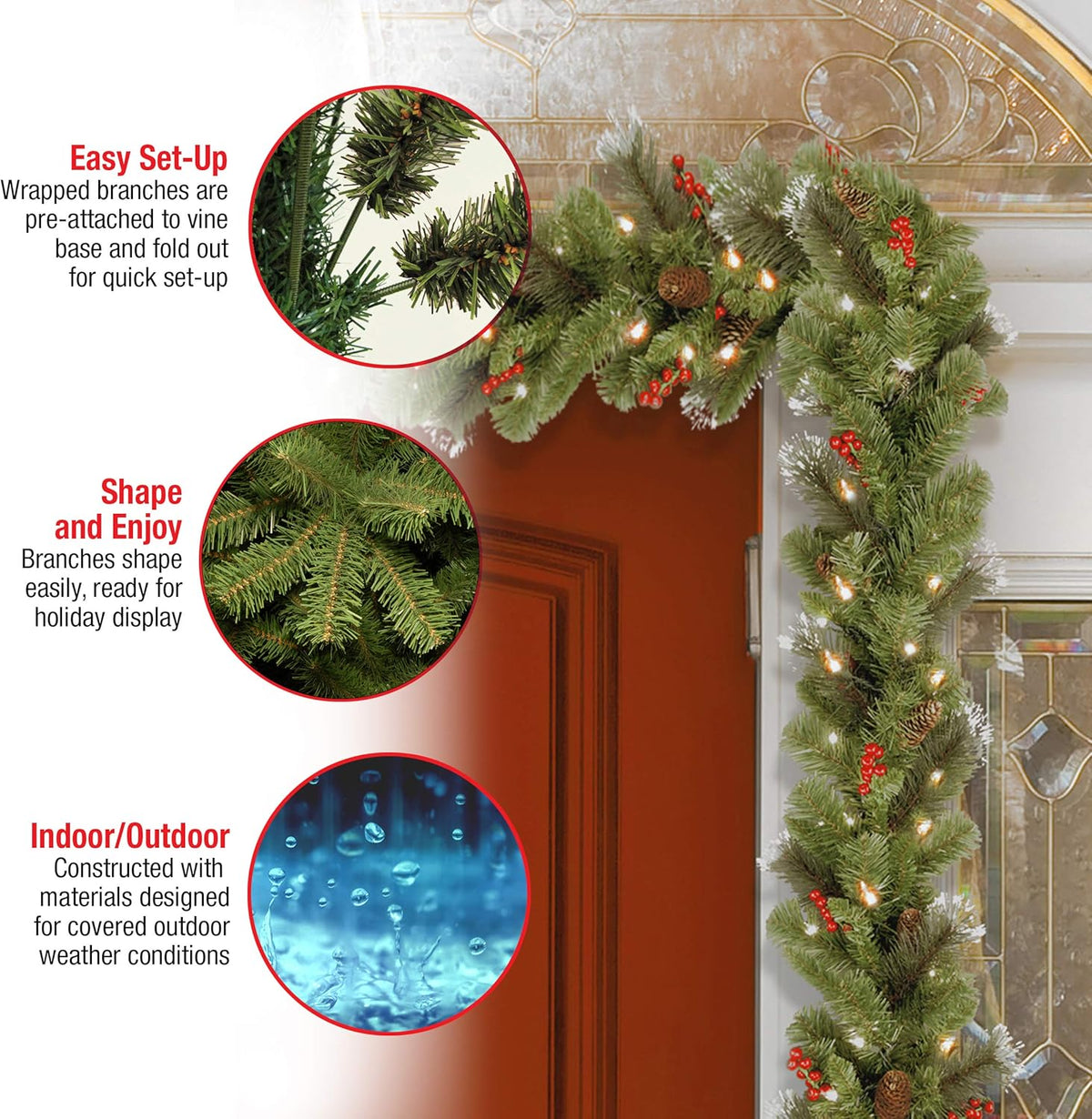 Lifelike Prelit Crestwood Spruce Garland Holiday Decor Statement