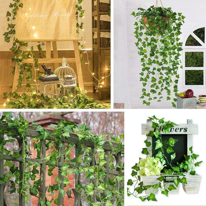 CQURE 14 Pack 98Ft Artificial Ivy Garland, Ivy Garland Fake Vines UV Resistant Green Leaves Fake Plants Hanging Vines for Home Kitchen Wedding Party Garden Wall Room Decor