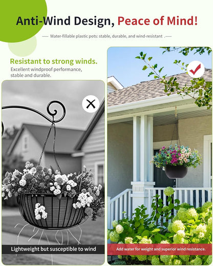 2 Sets Artificial Hanging Plants Flowers with Basket for Outdoors, 30 Bundles UV Resistant Fake Plants Spring Summer Decoration Faux Silk Eucalyptus Garden Patio Yard Front Porch Balcony Arrangement