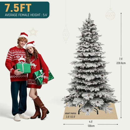 Serene Prelit Flocked Remote Artificial Holiday Decor Kit