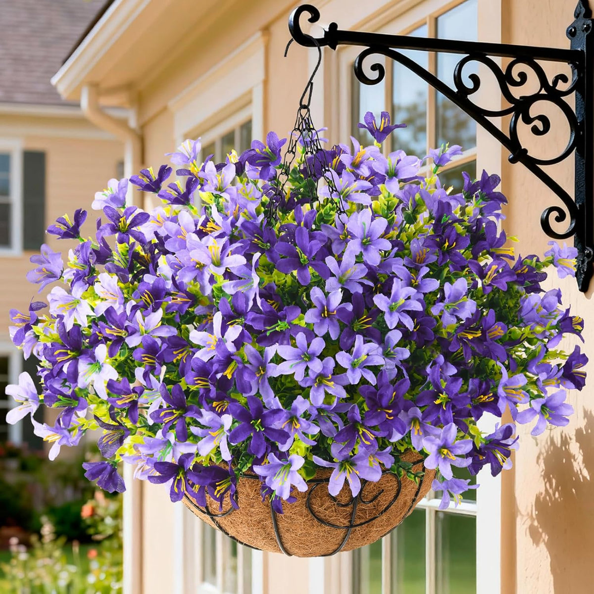 INQCMY Artificial Hanging Flowers for Outdoors, 5 Bundles UV Resistant Artificial Hanging Baskets, All Weather Fake Flowers for Patio, Porch, Yard, Window Box, Home for Spring Summer Decoration.