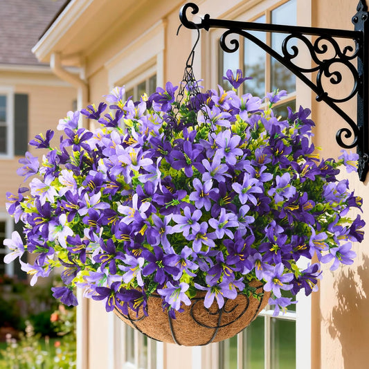 INQCMY Artificial Hanging Flowers for Outdoors, 5 Bundles UV Resistant Artificial Hanging Baskets, All Weather Fake Flowers for Patio, Porch, Yard, Window Box, Home for Spring Summer Decoration.