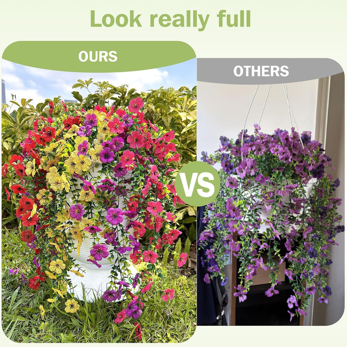Artificial Flowers for Outdoors Spring Decor, 6 Bundles UV Resistant Realistic Fuax Silk Hanging Flowers, Fake Plants for Planter Indoor and Outdoor Garden Porch Patio Balcony Yard Farmhouse