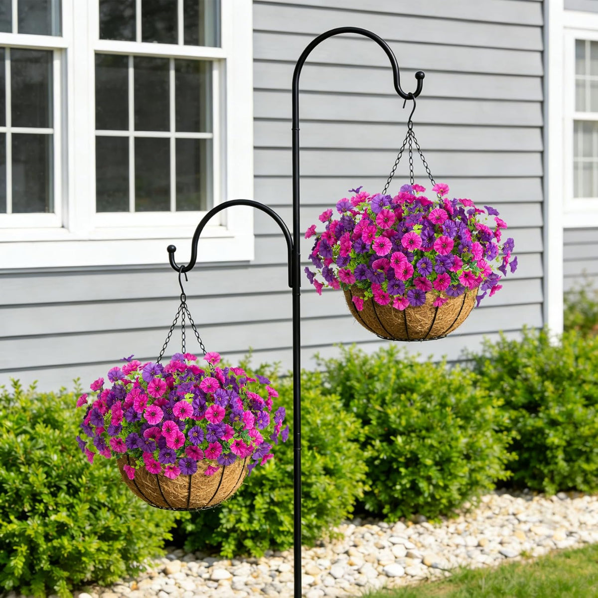 12 Bundles Morning Glory Artificial Flowers for Outdoor Decoration UV Resistant Fake Plastic Plants Artificial Greenery for Indoor Outdoor Garden Patio Window Box Home Decor