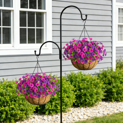 12 Bundles Morning Glory Artificial Flowers for Outdoor Decoration UV Resistant Fake Plastic Plants Artificial Greenery for Indoor Outdoor Garden Patio Window Box Home Decor