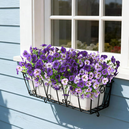 INQCMY Artificial Fake Pansy Flowers for Outdoor, 12 Pcs Faux Silk Pansies Flower for Spring Summer Decoration, UV Resistant Fake Plants for Outside Planter Porch Yard Patio Home Decor(Double Purple)