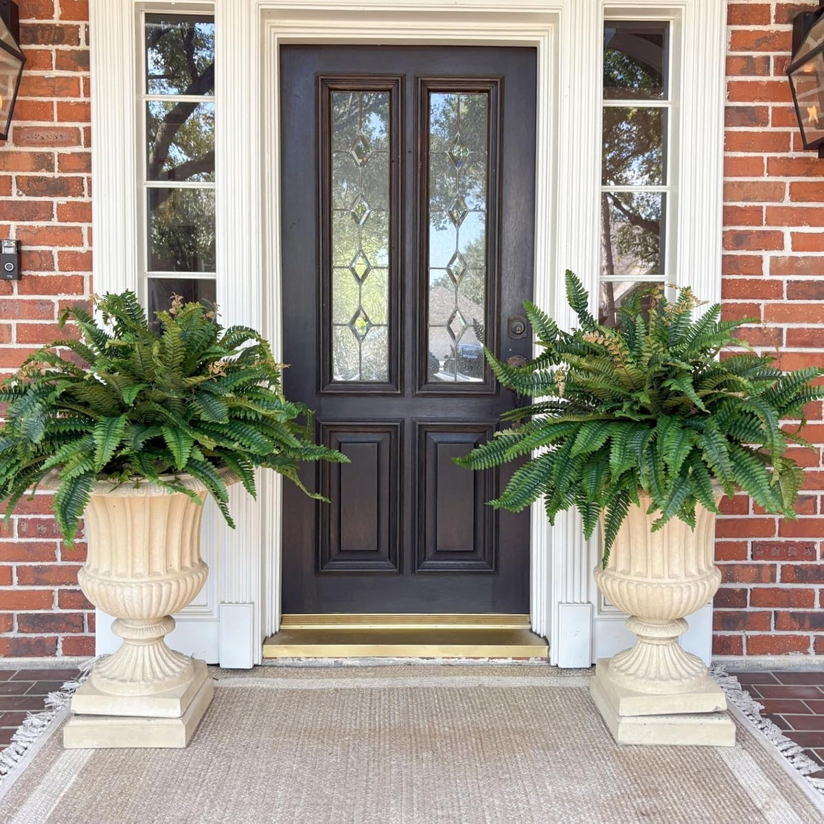 CQURE 128 Branches Fake Ferns Artificial Plants Large, 50" Set of 2 Artificial Boston Ferns Faux Hanging Fake Plants for Outdoors Planter Home Garden Decor