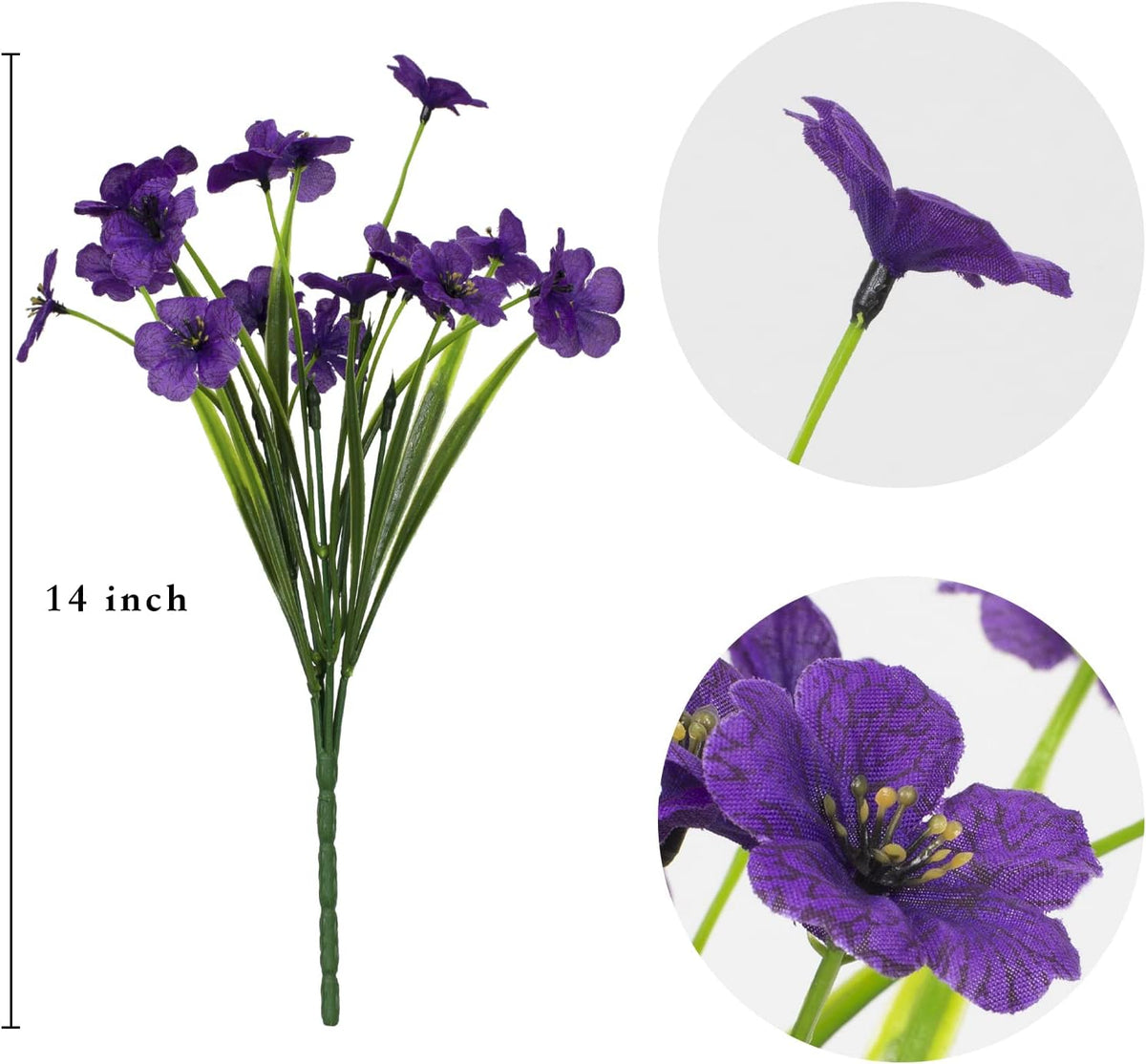 21 Bundles Artificial Outdoor UV Resistant Flowers No Fade Fake Outside Flowers Plastic Greenery Faux Shrubs Garden Porch Window Box Home Decoration(Purple)