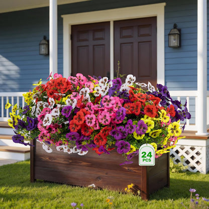 24 Pcs Artificial Fake Pansy Flowers for Outdoor, Faux Silk Plants Flowers UV Resistant Pansies Spring Flowers for Planter Front Door Porch Yard Patio Garden Window Box Home Decor (6 Color)