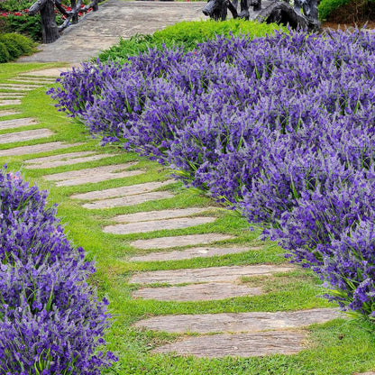 20 Bundles Artificial Lavender Flowers for Outdoors Fake Silk Flowers Faux Plants UV Resistant for Indoor and Outdoor Spring Porch Garden Window Table Box Office Home Decorations, Deep Purple
