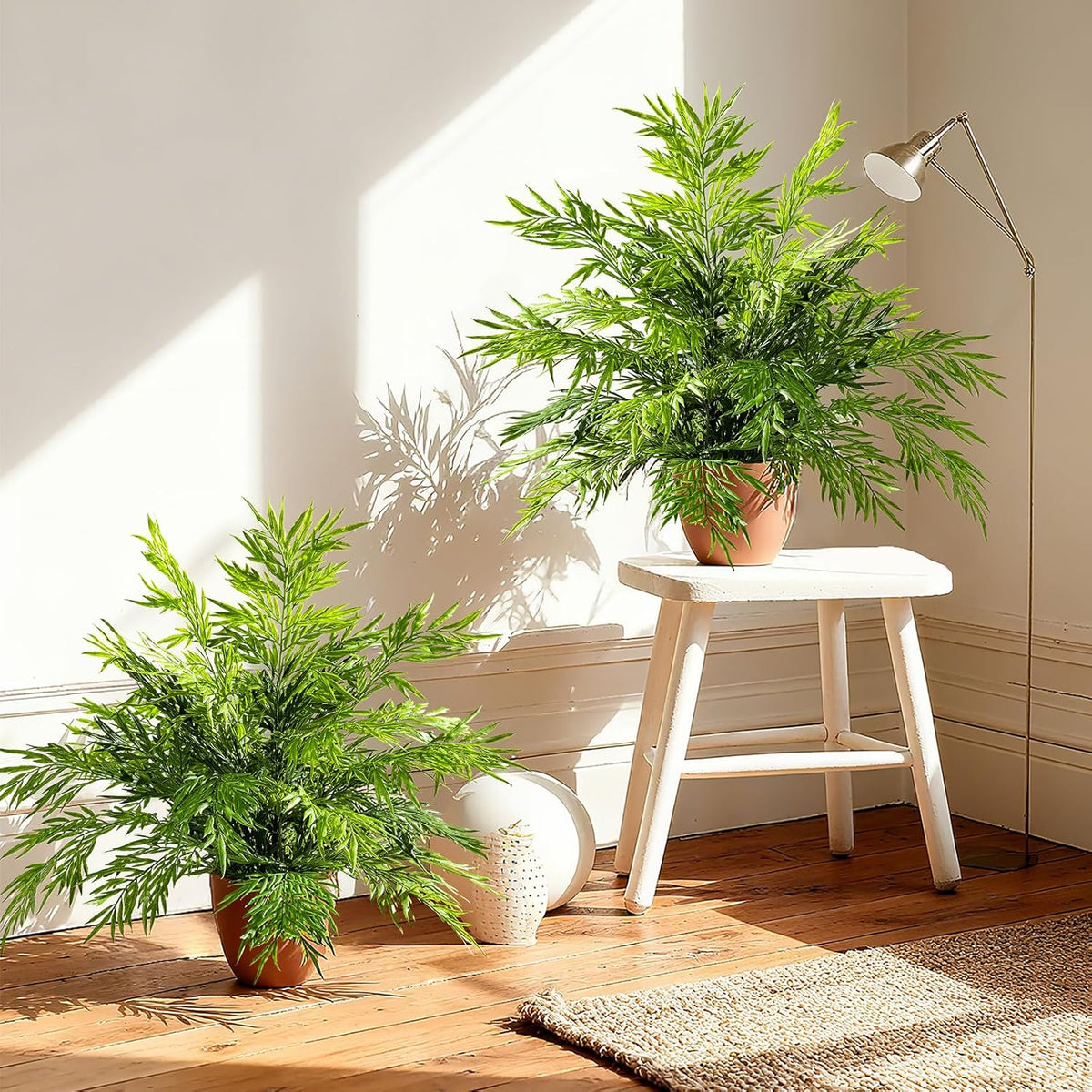 Serene Artificial Boston Fern Pots Home Decor Display