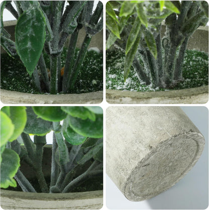 3 Pack Life-Like Potted Fake Plant, Artificial Plants Indoor, Artificial Frost-Hung Green Plants, Eco-Friendly Gray Pot, No Need for Maintenance，Ideal Decor for Home and Office