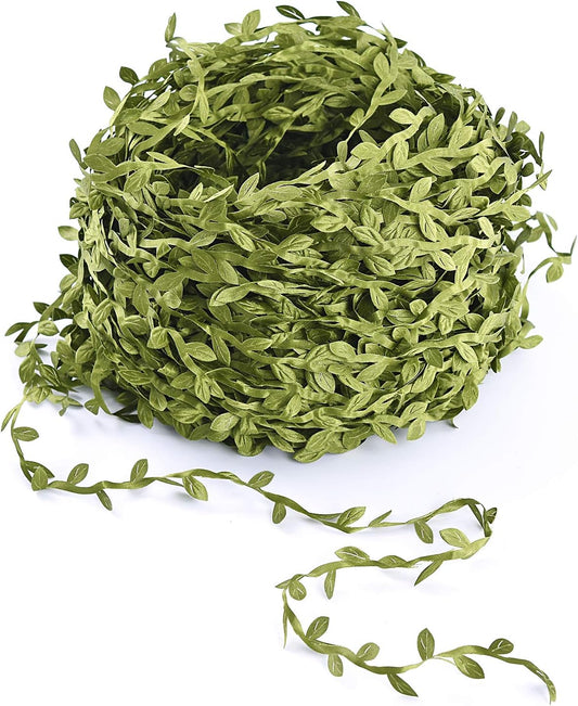 Lvydec Artificial Vine Greenery Garland, 265 Feet Green Leaves Ribbon Fake Ivy Leaf Garland for DIY Wedding Party Craft Wall Decoration