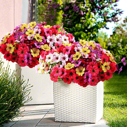 Artificial Flowers For Outdoors, 24 Bundles UV Resistant Fake Outdoor Flowers Faux Artificial Flower Plastic Plants for Outside Garden Porch Window Pot Spring Summer Home Decor (Multi Color-B, 24)