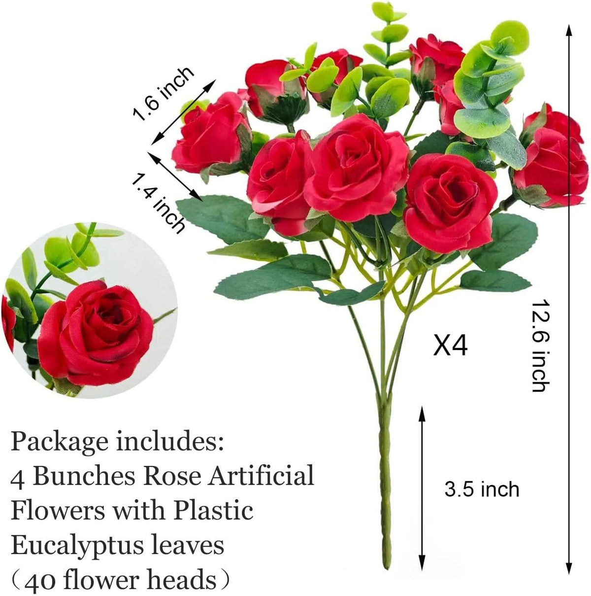 Sophisticated Artificial Roses Eucalyptus Piece Home Decor Collection