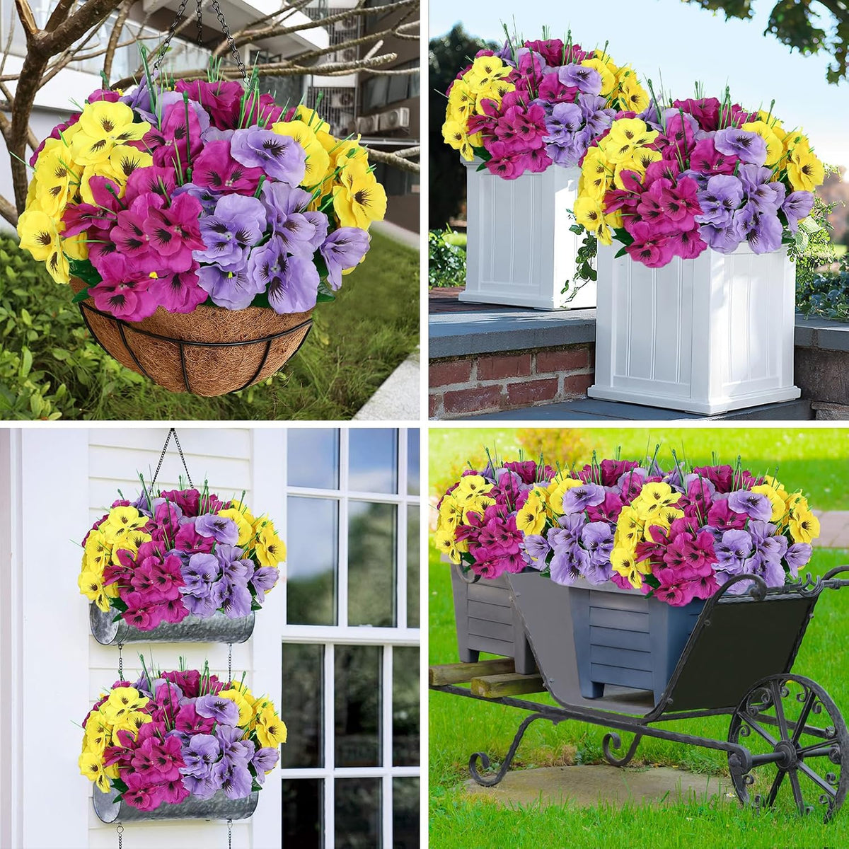 Realistic Bundles Artificial Pansy Resistant Home Decor Kit