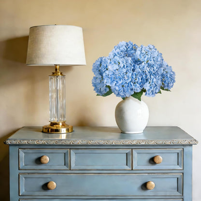 INXUGAO Artificial Flowers Fake Outdoor Hydrangea Bouquets with Long Stems, 3Pcs 18" Faux Light Blue Hydrangeas with Latex Real Touch for Outdoors, Wedding, Baby Shower and Party Decor