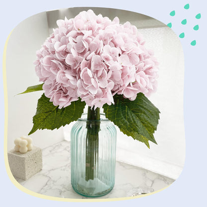 Tafren💐 21In Pink Artificial Hydrangea Flowers 5 Pcs Real Touch 3D Print Latex Flowers for Wedding Centerpieces Bouquets DIY Floral Decor Home Decoration with Stems