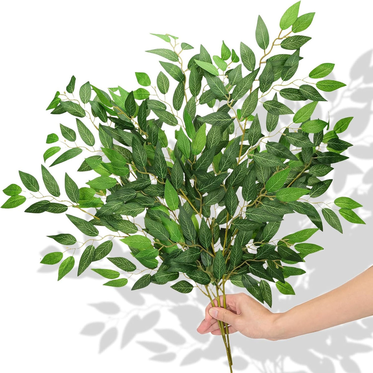 CEWOR 24 Pcs Italian Ruscus Greenery Stems, 27.6in Artificial Green Leaf Garland Vines Hanging Spray for Wedding Arch Bouquet Filler Table Centerpieces Home Decor