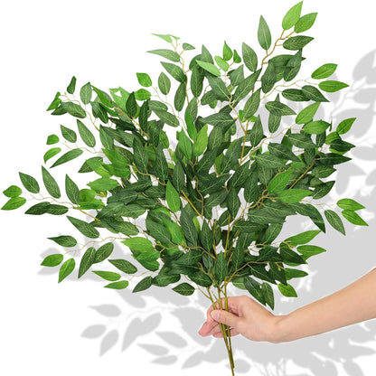 CEWOR 24 Pcs Italian Ruscus Greenery Stems, 27.6in Artificial Green Leaf Garland Vines Hanging Spray for Wedding Arch Bouquet Filler Table Centerpieces Home Decor