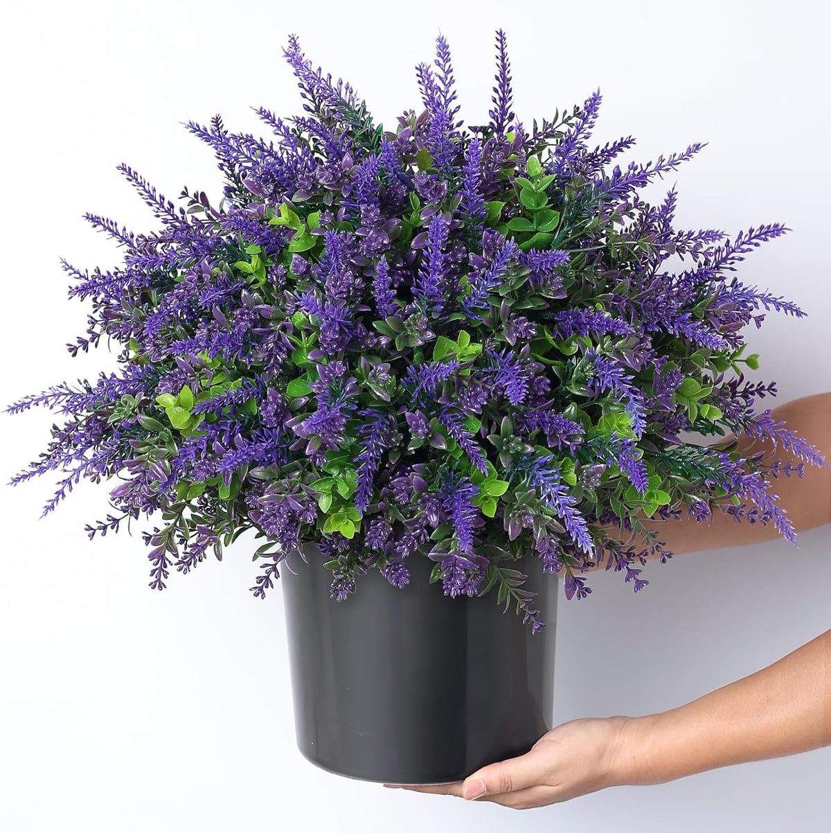 2 Sets Artificial Eucalyptus & Lavender Topiary Trees for Front Door - UV Resistant Potted Faux Plants