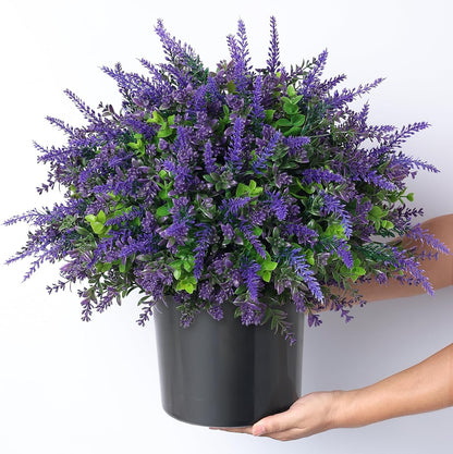 2 Sets Artificial Eucalyptus & Lavender Topiary Trees for Front Door - UV Resistant Potted Faux Plants