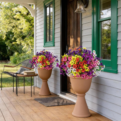 24 Pcs Artificial Fake Pansy Flowers for Outdoor, Faux Silk Plants Flowers UV Resistant Pansies Spring Flowers for Planter Front Door Porch Yard Patio Garden Window Box Home Decor (6 Color)