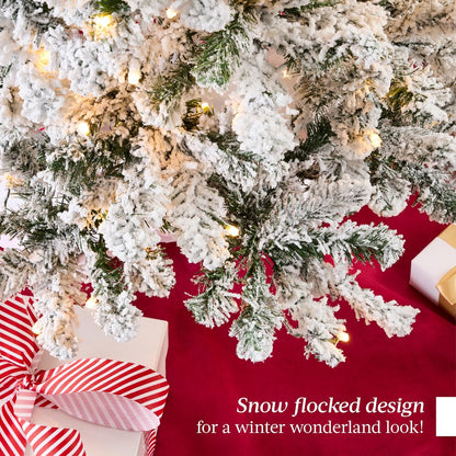 Timeless Prelit Flocked Pencil Warm Holiday Decor Set