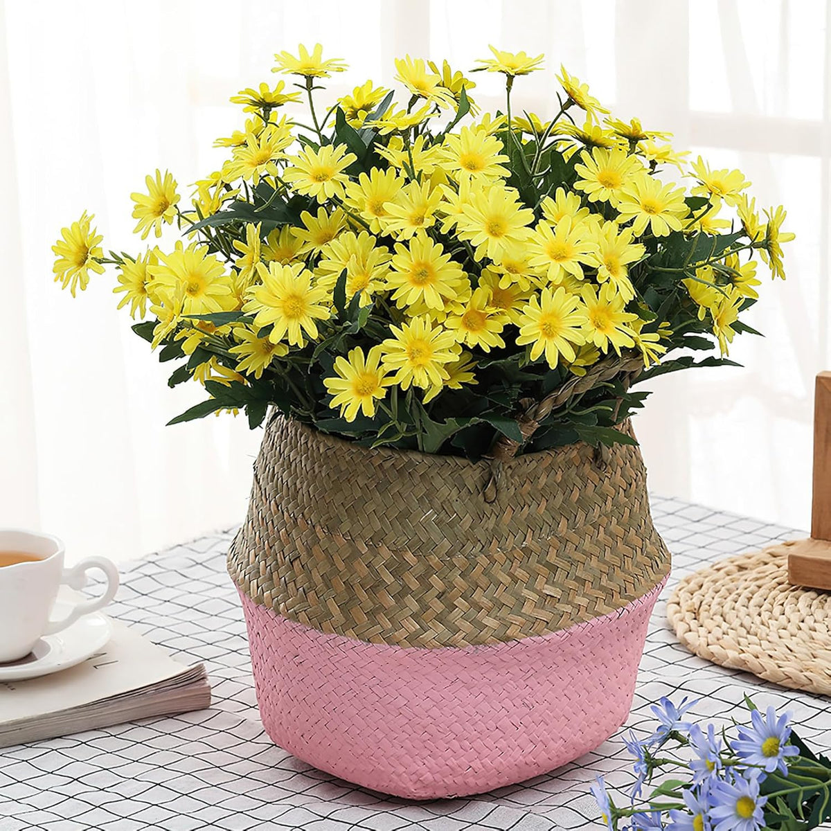 LGEGE Artificial Daisy Flowers for Outdoor - 2 Bundles Yellow Daisy Flower Bulk, Perfect Decoration for Table Windowsill Porch
