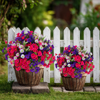 Artificial Flowers Outdoor Morning Glory - 16 Bundles Fake Plants UV Resistant No Fade Faux Plastic Greenery Home Garden Porch Decoration Indoor (1, Multi16-3)