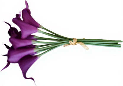 Artificial Calla Lily Flowers 18 Pack 14 Inch Purple Real Touch Latex - Home Decor Wedding Bouquets Party Floral Arrangements